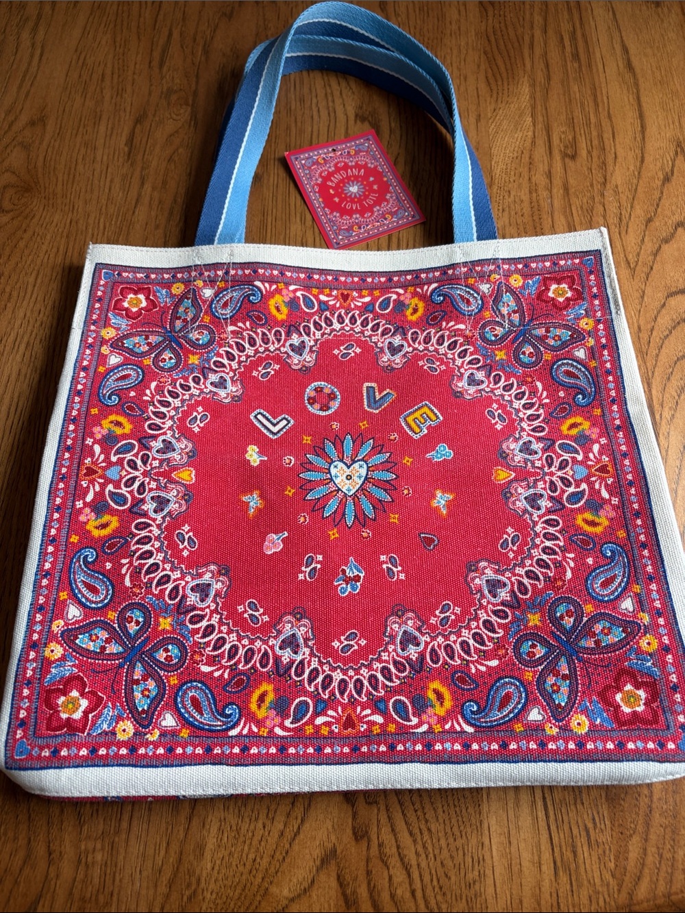 Love Bandana Print Tote Bag - Pink